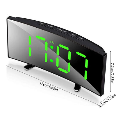 Bedroom   Digital Alarm Clock Curved LED Electronic Digital Desktop Clock Bedroom Decor Table Clock Bedside Alarm Clock