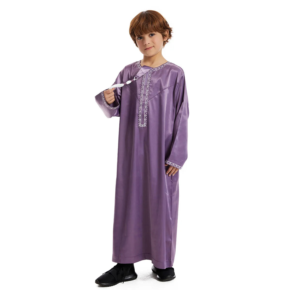 Muslim family  Eid Muslim Children Abaya Ramadan Jubba Prayer Thobe Boy Kids Abayas Islam Long Robe Gown Kaftan Dubai Arab Tassel Dishdasha