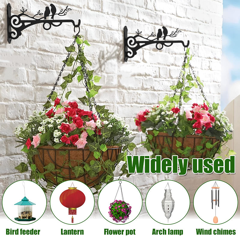 Outdoor Metal Hanging Basket Hooks Black Solid Steel With Screws Outdoor Plant Bracket Wall Mounted Hook Plants Lantern Bird Feeder