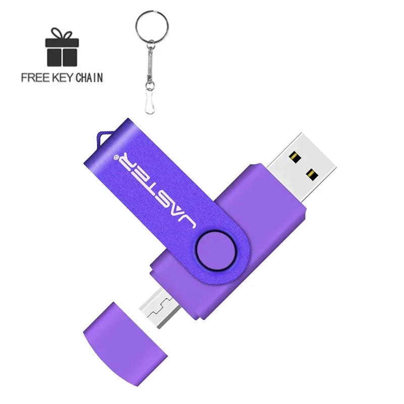 Laptop JADTER 2 IN 1 USB Flash Drive 128GB Key Chain Pen Drive 64GB Rotatable Memory Stick 32GB OTG for Phone U Disk Creative Gift 16GB