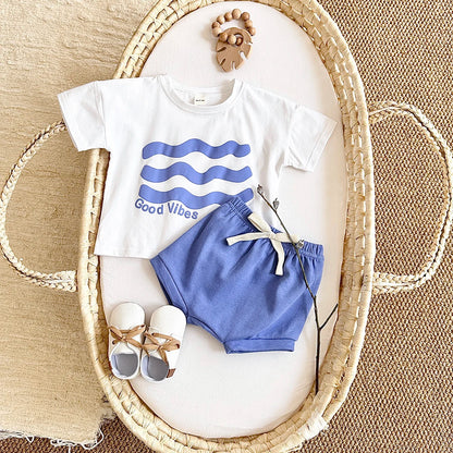 Girl clothing Toddler Boys Outfit Baby Clothes Set Newborn Baby Summer Clothing Cotton Girl Suit Sun Flower Print T-shirt+Beach Shorts