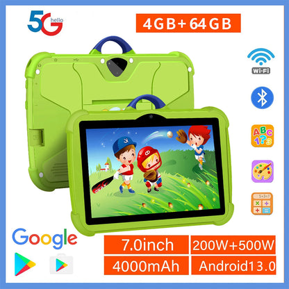 Mobile   7 Inch 5G WiFi Tablet Pc Octa Core Google Version Study Education Kids Tablets 4GB RAM 64GB ROM Dual BOW Cameras Children's Gift