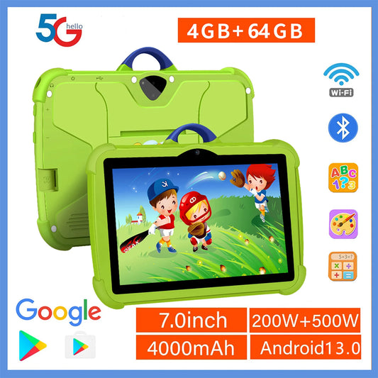 Mobile   7 Inch 5G WiFi Tablet Pc Octa Core Google Version Study Education Kids Tablets 4GB RAM 64GB ROM Dual BOW Cameras Children's Gift