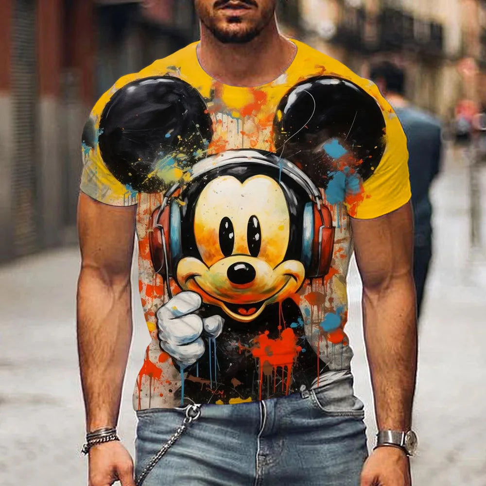 Men clothing   Disney Mickey Mouse 3D Print T-Shirt Summer Daily Loose Short Sleeve Tops Casual Tees Unisex Clothing Apparel