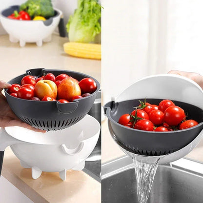 Kitchen  9 in 1 Multifunction Vegetable Cutter with Drain Basket Magic Rotate Colander New Vegetable Portable Slicer Chopper Grater