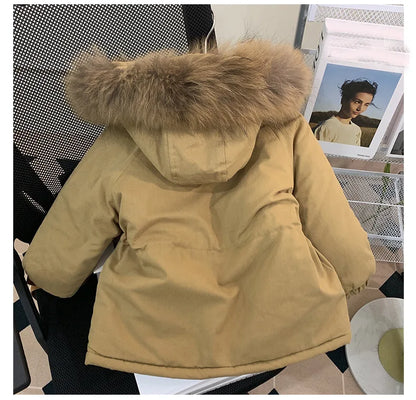 Girl clothing 2024 Winter Girls 3-10 Years Fashion Fur Hoode Thick Warm Fleece Jacket Kids Coat Outerwear Two Colors