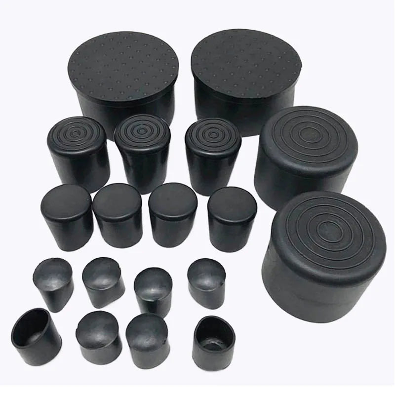 kitchen  Black Round Chair Table Feet Stick Pipe Tubing End Cover Caps Cap PVC Rubber Diameter 6~60mm Floor Protection Pads Non-slip