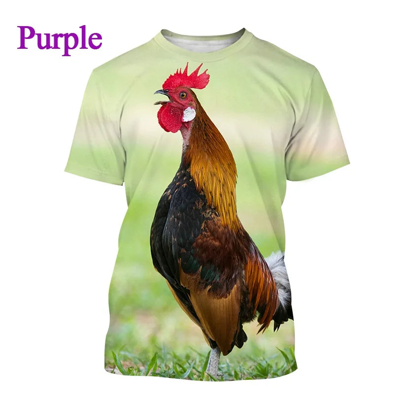 Men clothing Newly Sold 3D Printed Men's Short Sleeve Personality Fashion Casual Animal Color Rooster Print T-shirt