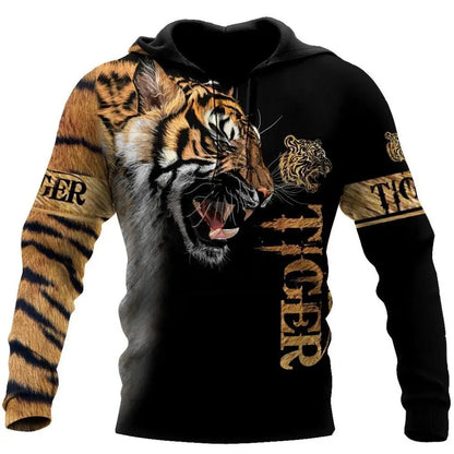 Men clothing  lion, wolf Hoodies White Tiger Sweatshirt Unisex Zip Pullover Casual Jacket