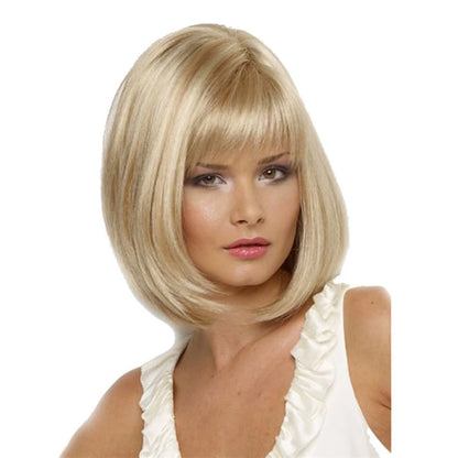 Crown & Glory Wigs   Synthetic Hair Blonde Mix Color Straight Hair Bob Women Middle Part Cosplay Wigs Heat Resistant Fiber for Women