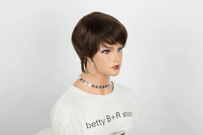 Crown & Glory Wigs  Human Hair Wigs Short Pixie Cut Wig Human Hair For Black Women Machine Made Wigs With Bangs Glueless Wig Perruque Cheveux Humain