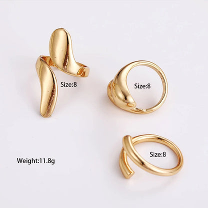 Jewellery   3 Pcs Irregular Geometric Ring Set for Women Punk Design Smooth Gold Silver Color Water Drop Adjustable Open Ring Trendy Jewelry