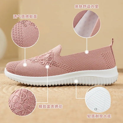 Woman shoes Summer Mesh Knitting Sneakers Women Breathable 2023 Shoes Non-slip Ladies Casual Nurse Office Shoes Ballet Flats