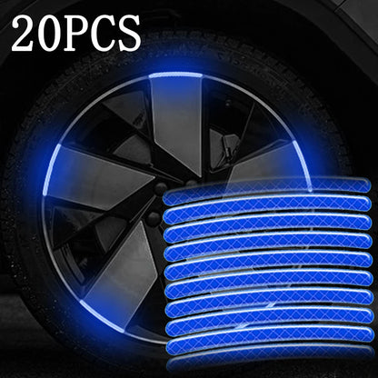 Car  Tire Rim Reflective Sticker Night Safety Warning Strip Motorcycle Bike Auto Wheel Hub Reflector Stickers Decals 20/40Pcs