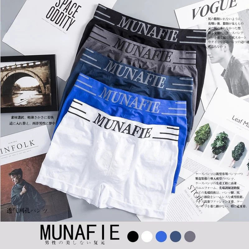 Men clothing   Men's Comfortable Seamless Boxer Brief Japanese Style High Elastic Panties Shorts Solid Color Letters Breathable Loose Boxer