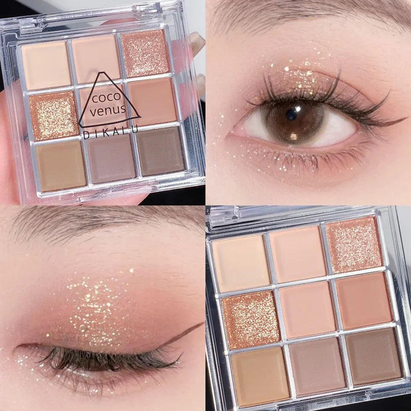 Makeup and face - 9-Color Eyeshadow Palette – Matte, Shimmer & Metallic Finishes