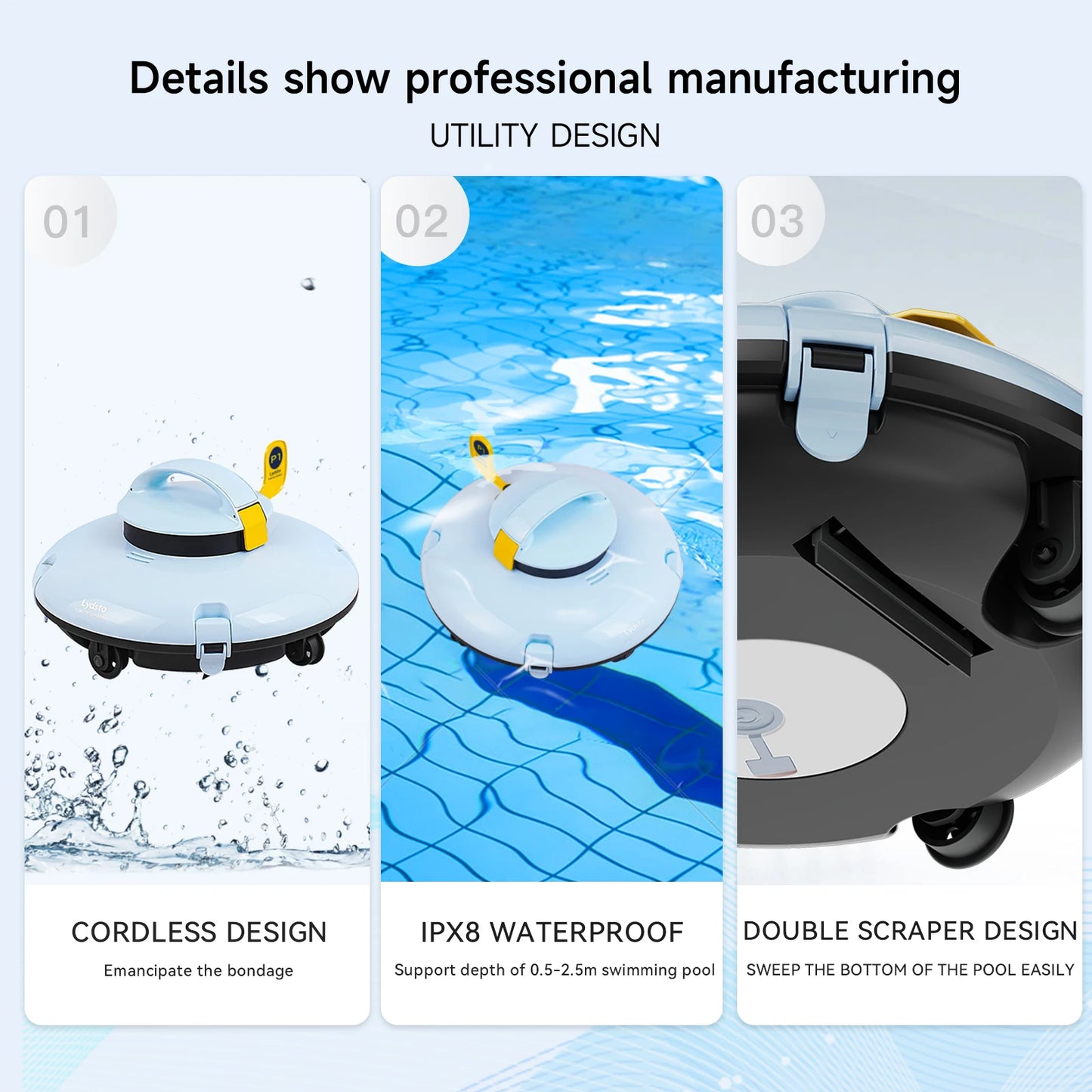 Lydsto P1 Mini Cordless Robotic Pool Cleaner – Dual Motor, IPX8 Waterproof, Automatic Vacuum\ Living Room Decor – Wall Art, Curtains, Clocks, Furniture & More