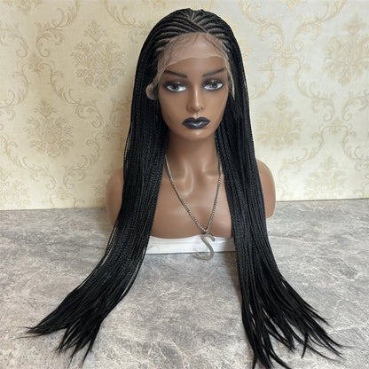 Crown & Glory Wigs New Synthetic Lace Frontal Wigs Box Braided Wigs Cornrow Braid Wig for Black Women Knotless Braids Party Wig Baby Hair Daily Use