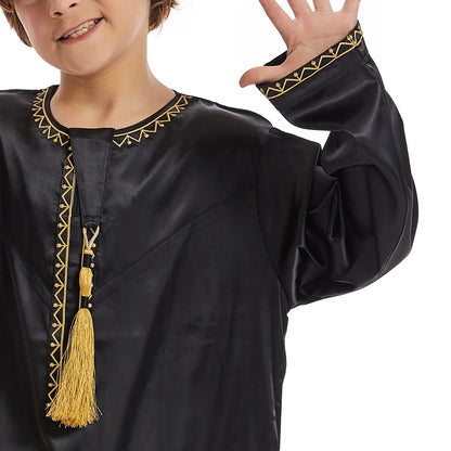 Muslim family  Eid Muslim Children Abaya Ramadan Jubba Prayer Thobe Boy Kids Abayas Islam Long Robe Gown Kaftan Dubai Arab Tassel Dishdasha