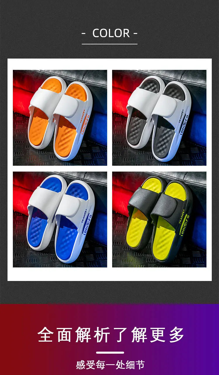 Men shoesSlippers EVA Beach Flip Flops Slip-on Flats Bathroom Non-slip Sandals Zapatos Hombre Outside Thick Fashion Platform Shoes