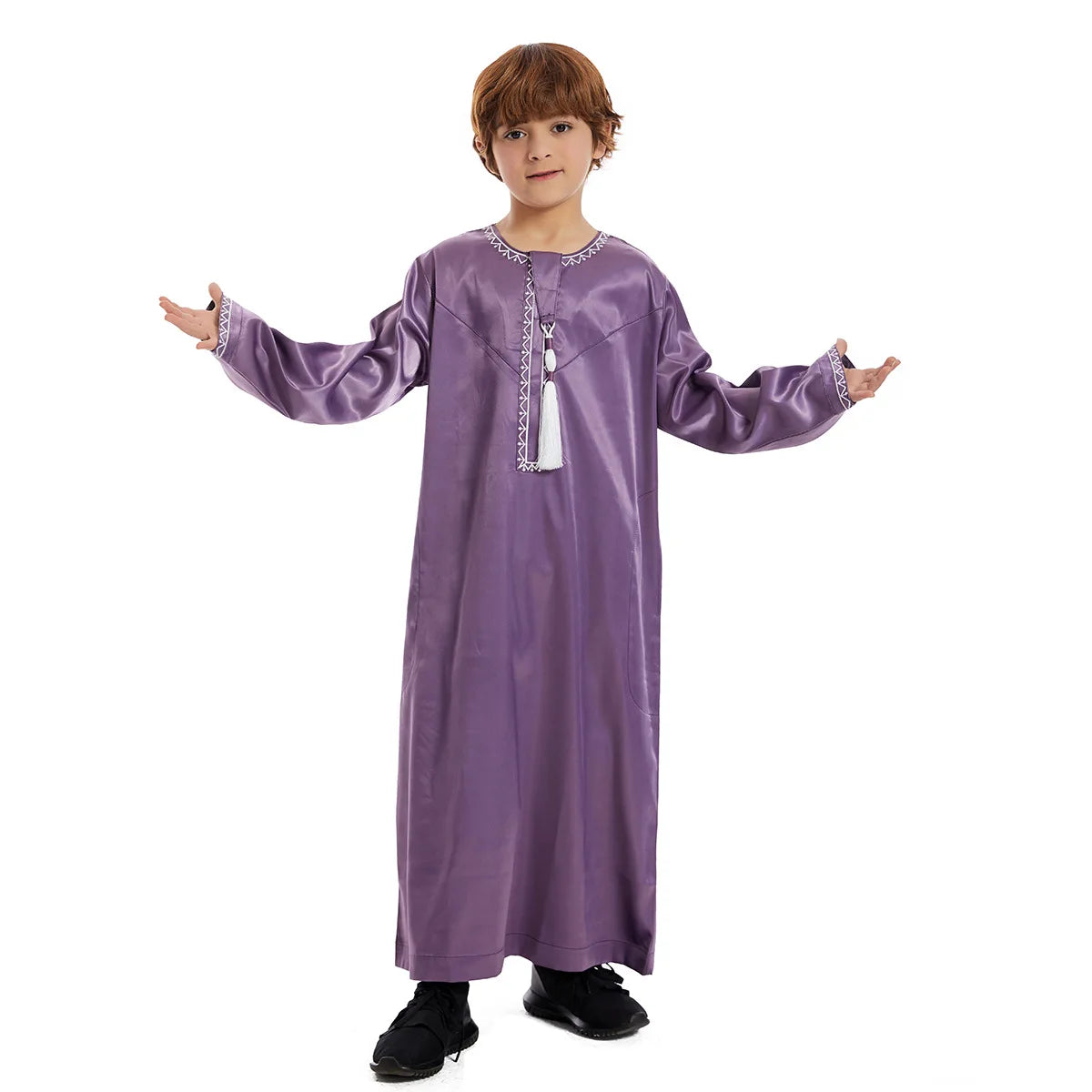 Muslim family  Eid Muslim Children Abaya Ramadan Jubba Prayer Thobe Boy Kids Abayas Islam Long Robe Gown Kaftan Dubai Arab Tassel Dishdasha