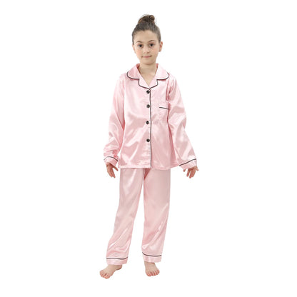 Girl clothing baby sleepwear kids pyjamas set teenager loungewear children home clothing boys silk satin pijamas girls nightgowns for party