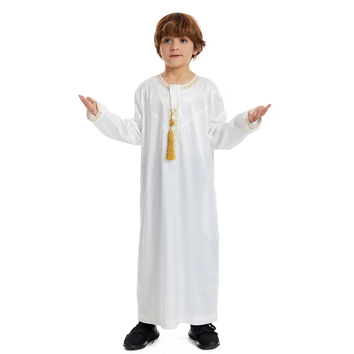 Muslim family  Eid Muslim Children Abaya Ramadan Jubba Prayer Thobe Boy Kids Abayas Islam Long Robe Gown Kaftan Dubai Arab Tassel Dishdasha