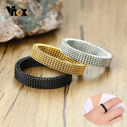 Jewellery  Vnox Men's Mesh Wedding Bands Rings for Women 4mm 10mm Wide Stainless Steel Anti Allergy Retro Punk Gothic Unisex Jewelry