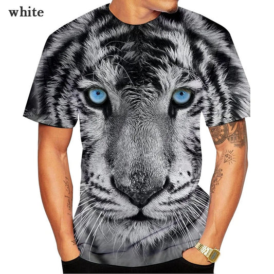 Men clothing   Tiger 3d Short Sleeve Clothes Creative Animal Digital O-neck T-Shirt