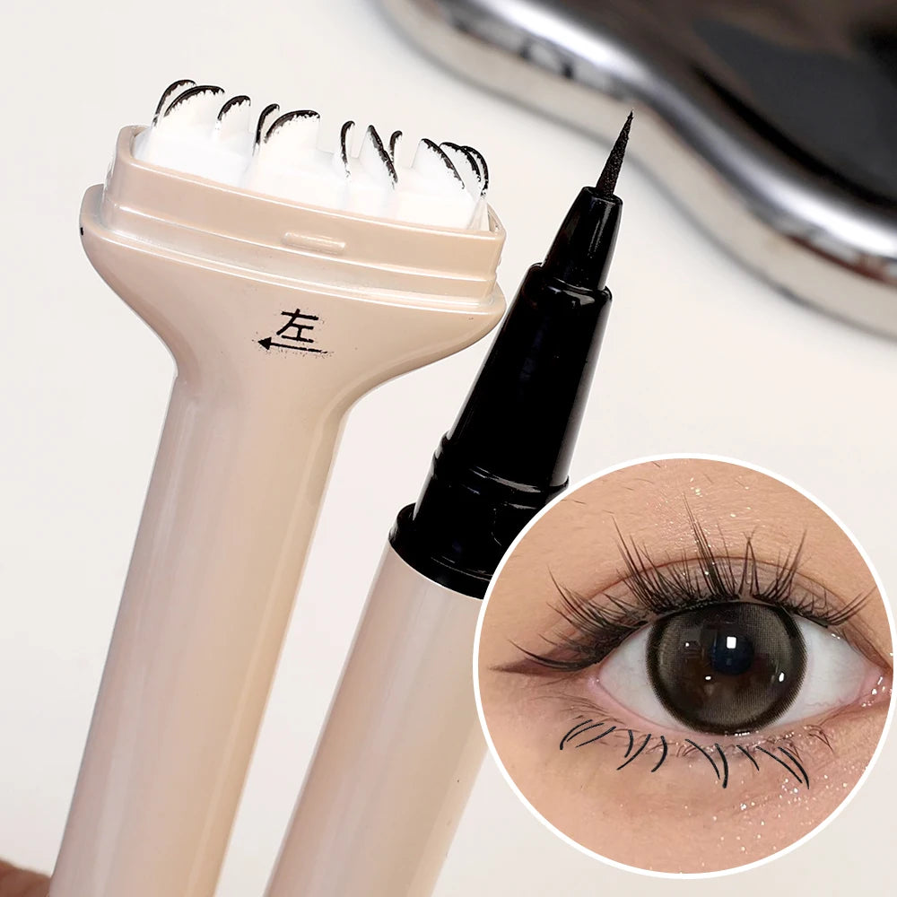 Makeup and face  2 in 1 Double-ended Lower Eyelash Stamp with Eyeliner DIY Waterproof Eye Liner Seal