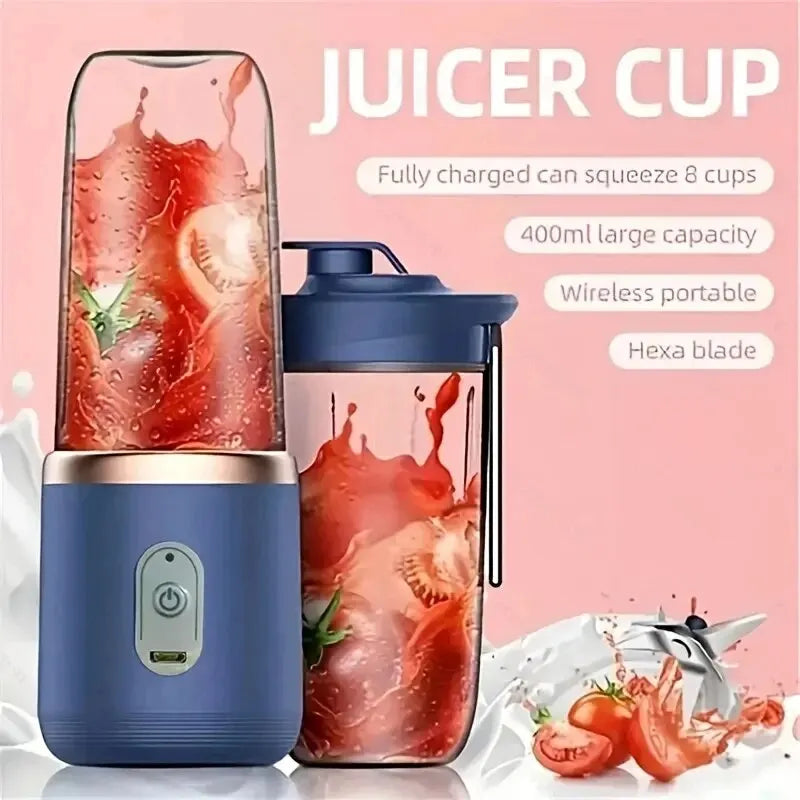 Kitchen  6 Blade Portable kitchen  Juicer USB Rechargeable Juicer Stainless Steel Blade Cup Juicer Fruit Automatic Smoothie Blender Kitchen Tool