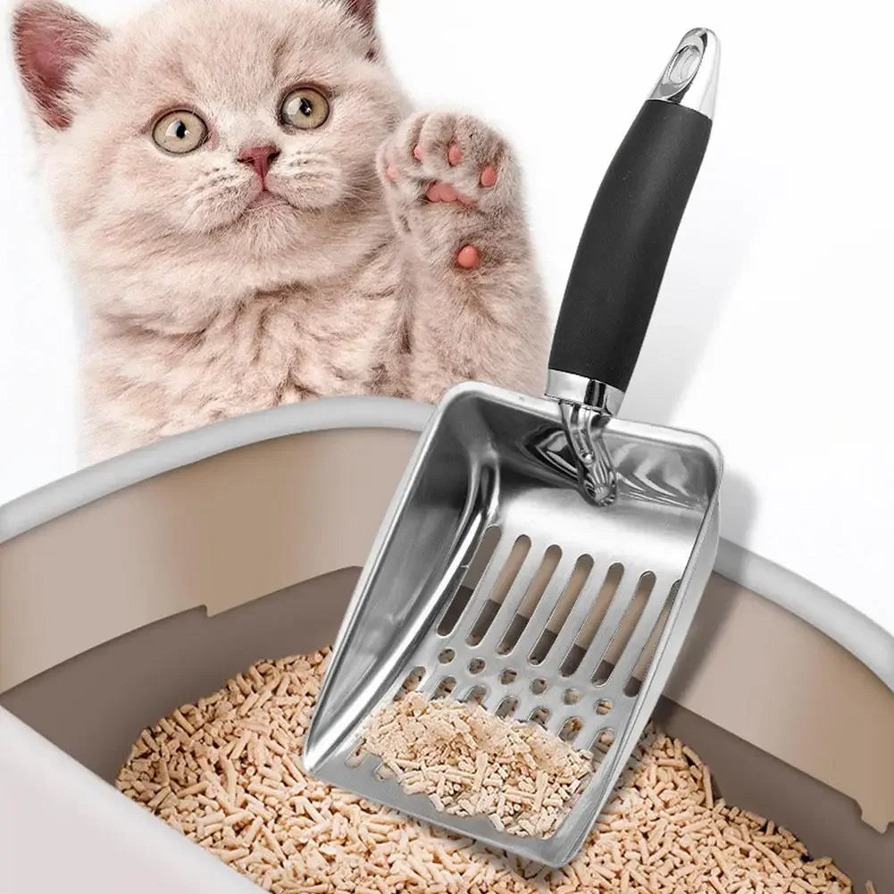 Pets Dog Cat Clean Faeces Supplies Stainless steel shovel Cat Litter Scoop Reduces Dust Metal Long Handle Scoop Pet Cleanning Tools