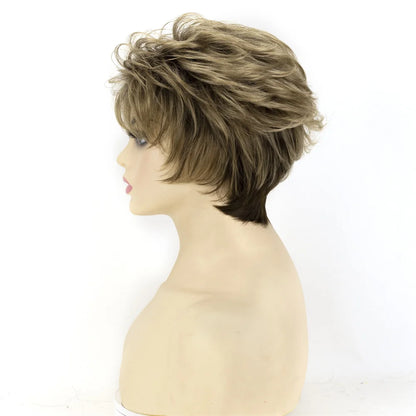 Crown & Glory Wigs Synthetic Wig European and American Women's Hair Short Wigs Puffy Chemical Fiber Fashion Head Cover with Bangs