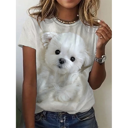 Woman clothing   3d Dogs Cat Print T Shirt Fashion Womens Tees Tops