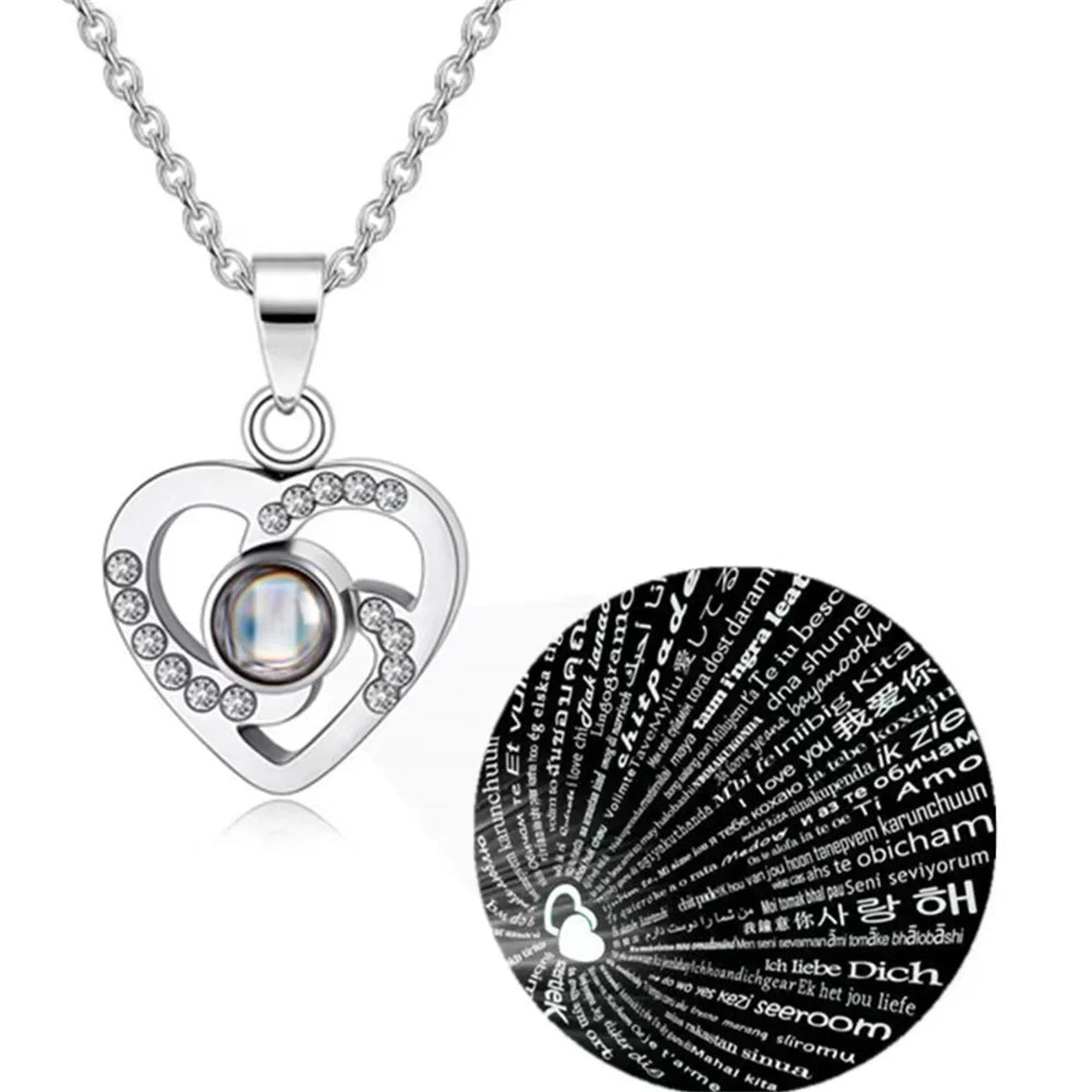 Jewellery   Stainless Steel Love Pendant Jewellery 100 Languages I Love You Projection Necklace