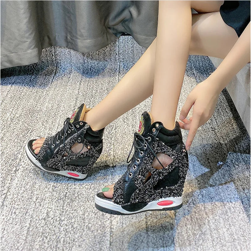 Woman shoes Shoes Womens Sneakers with Platform Woman Shoe Luxury Wedge Heel Basket Autumn Winter Thick Fashion High Casual Running Low help