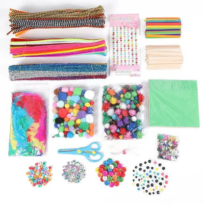 Toys 1500Pc Colour DIY Kid Tinkering Craft Kit Set Glitter Crystal Stick Pipe Cleaner Storage Art Supply for Girl Gift Educational Toy