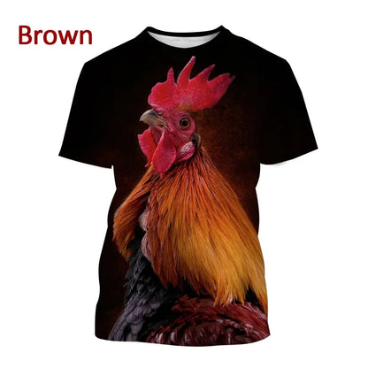 Men clothing Newly Sold 3D Printed Men's Short Sleeve Personality Fashion Casual Animal Color Rooster Print T-shirt