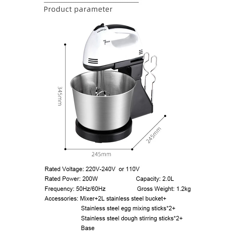 Kitchen  JIQI 7 Files Dough Mixer Egg Beater Food Blender Kitchen Electric Food Processor hand held cream milk Foamer whisk Stirrer 110V