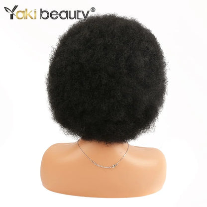 Crown & Glory Wigs Synthetic Afro Kinky Curly Wig With Bangs Big 70s Soft Afro Wig For Black Women Machine Made Cosplay Wig Natural Brown Black