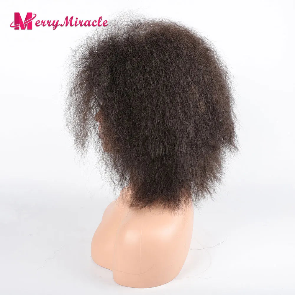 Crown & Glory Wigs  Short Fluffy Straight Synthetic Wig for  Women Kinky Straight Hair Natural Colour Afro Wigs for Women