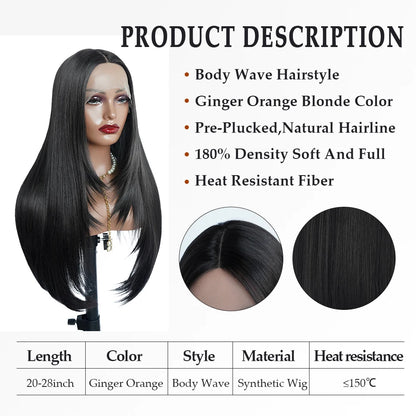 Crown & Glory Wigs   Reddish Brown Butterfly Haircut Wig Layered Wig Synthetic Straight Wigs For Women Lace Wig Pre Plucked Black Natural Hair