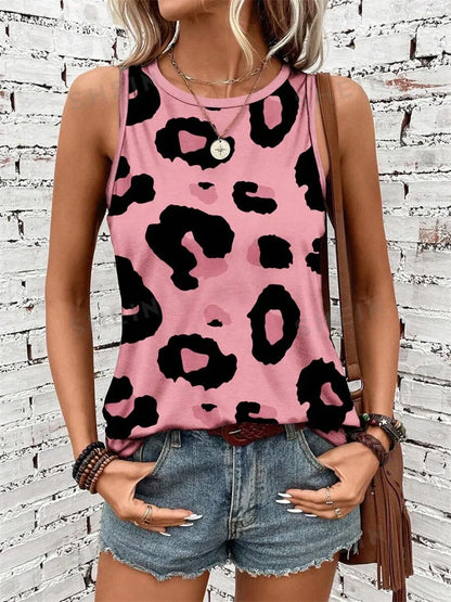 Woman clothing   Women's Sleeveless T-shirt Leopard Print