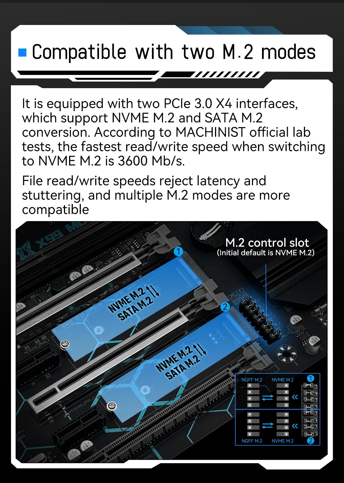 Laptop  MACHINIST X99 Dual CPU Motherboard LGA 2011-3 Support Dual Xeon Processor NVME SATA M.2 Slot 8 DDR4 RAM MAX 256G USB3.0 X99 MD8