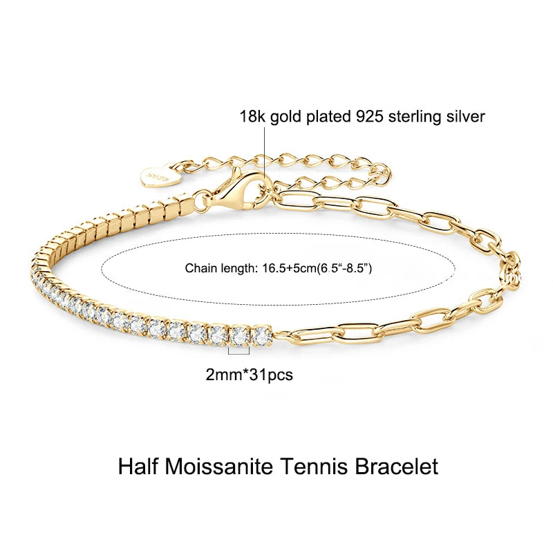 Jewellery   Anziw 925 Sterling Silver Plated 14K Gold Tennis Bracelet 3mm 5mm