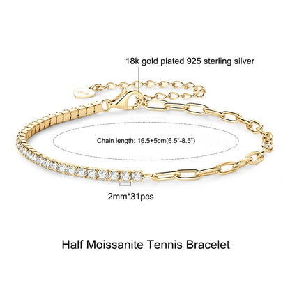 Jewellery   Anziw 925 Sterling Silver Plated 14K Gold Tennis Bracelet 3mm 5mm