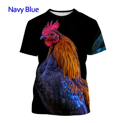 Men clothing Newly Sold 3D Printed Men's Short Sleeve Personality Fashion Casual Animal Color Rooster Print T-shirt