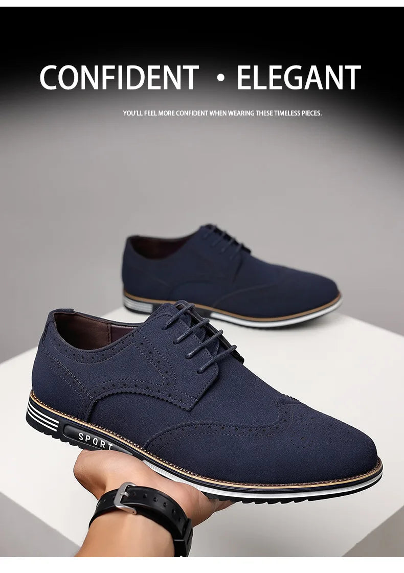 Men shoes Faux Suede Shoe Lace Up Black Oxford Shoe for Men Flat New Fashion Sneaker Man Autumn Breathable Comfortable Casual Men Shoe