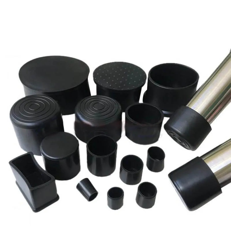 kitchen  Black Round Chair Table Feet Stick Pipe Tubing End Cover Caps Cap PVC Rubber Diameter 6~60mm Floor Protection Pads Non-slip