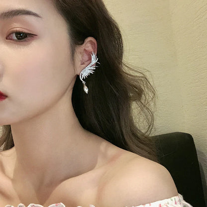 Jewellery  New Crystal Angel Wings Women's Clip Earrings Need Pierced Water Drop Pendants Luxury Wedding Ear Jewelry Cool Ear Cuff